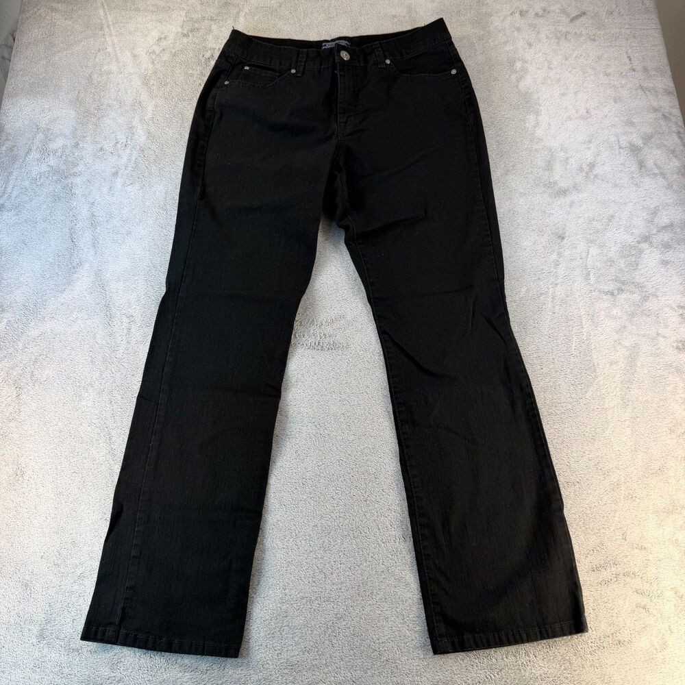 Bandolino Womens Jeans Size 12 Black Bootcut Stretch Denim Mid Rise Pants